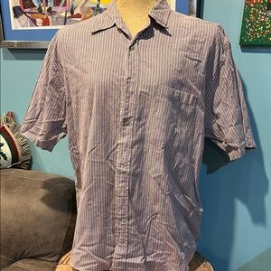Vintage Eddie Bauer Black and White Striped Button Down Shirt